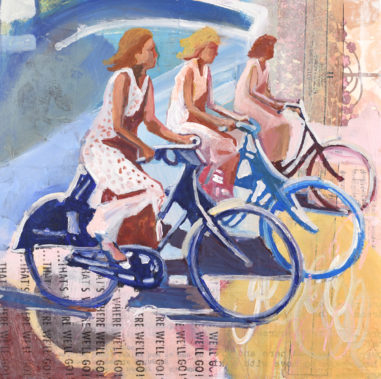 three women on bikes